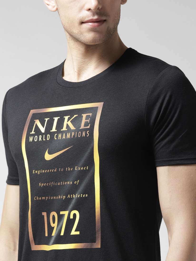 Buy Nike Black AS M NK DRY GOLD BANNER T shirt Tshirts for Men 2529621 Myntra