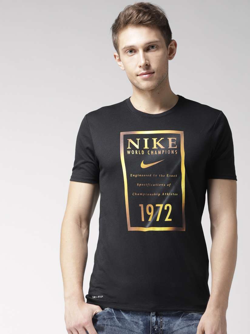 Buy Nike Black AS M NK DRY GOLD BANNER T shirt Tshirts for Men 2529621 Myntra
