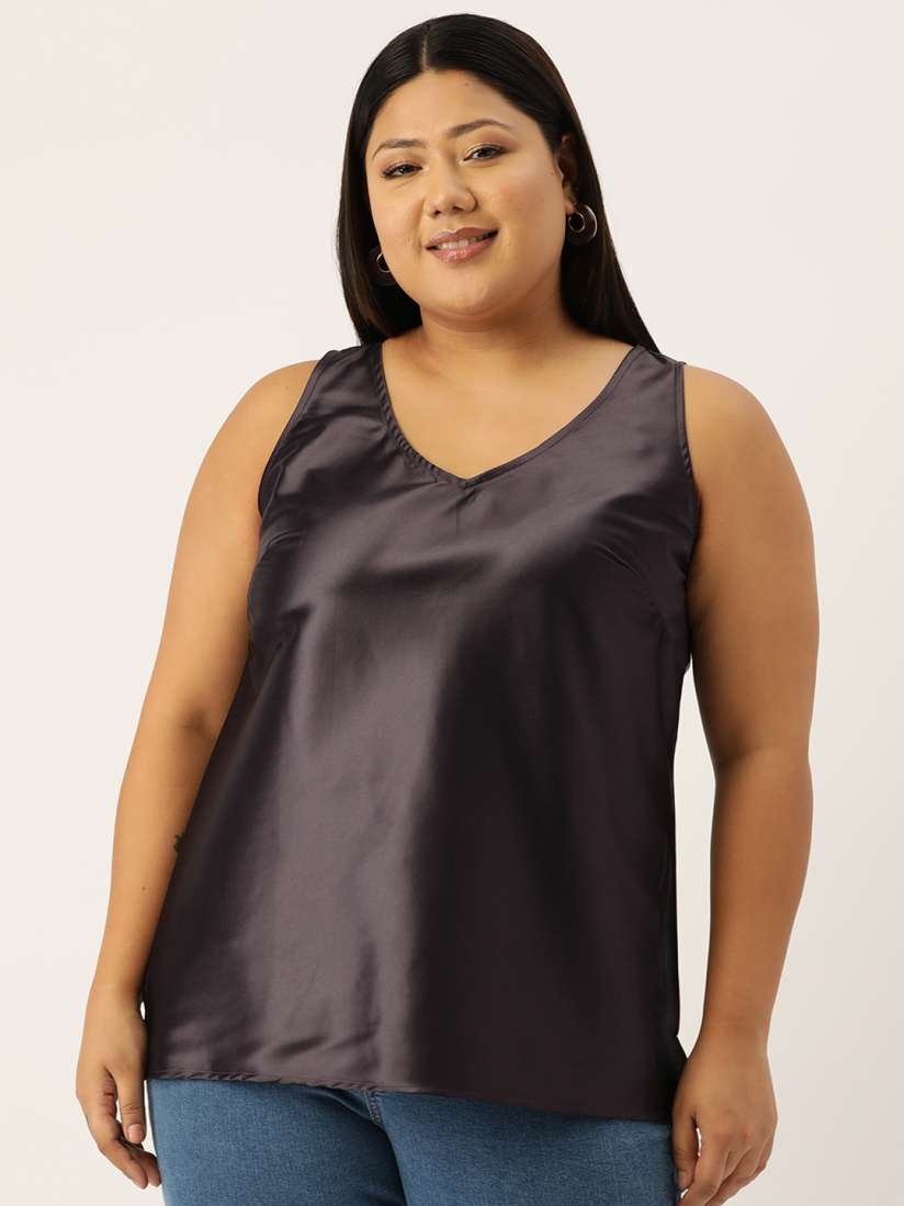 Buy theRebelinme Plus Size Solid Satin Top Tops for Women 25297220 Myntra