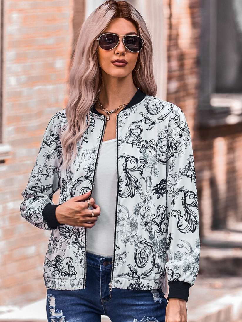 Floral printed bomber jacket new arrivals