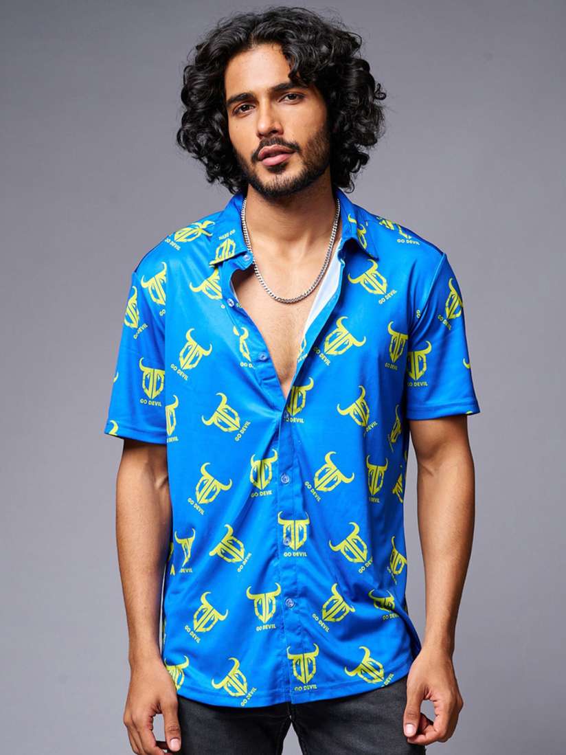 Buy GO DEVIL Brand Logo Printed Spread Collar Casual Shirt Shirts for Men 25302766 Myntra