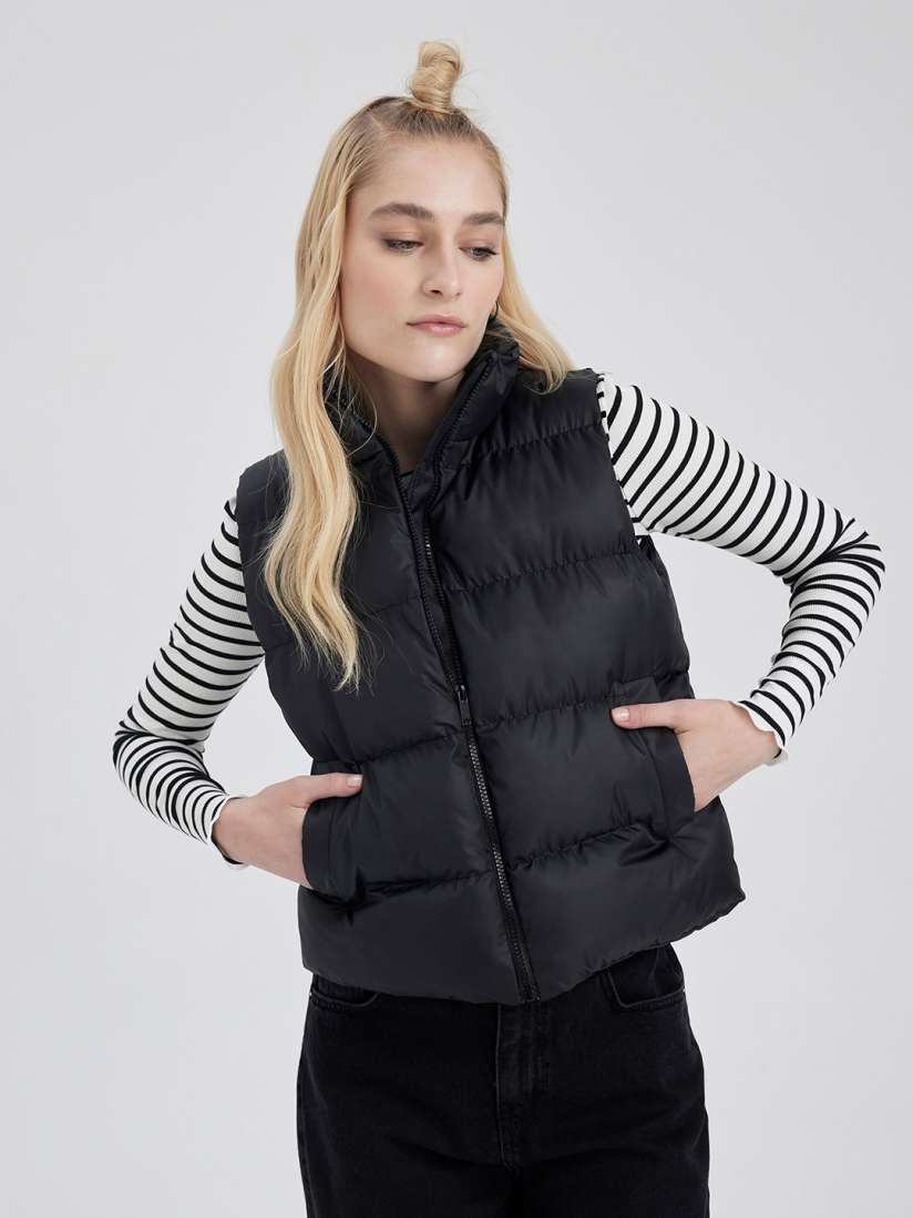 Buy DeFacto Stand Collar Sleeveless Puffer Jacket Jackets for Women 25303564 Myntra