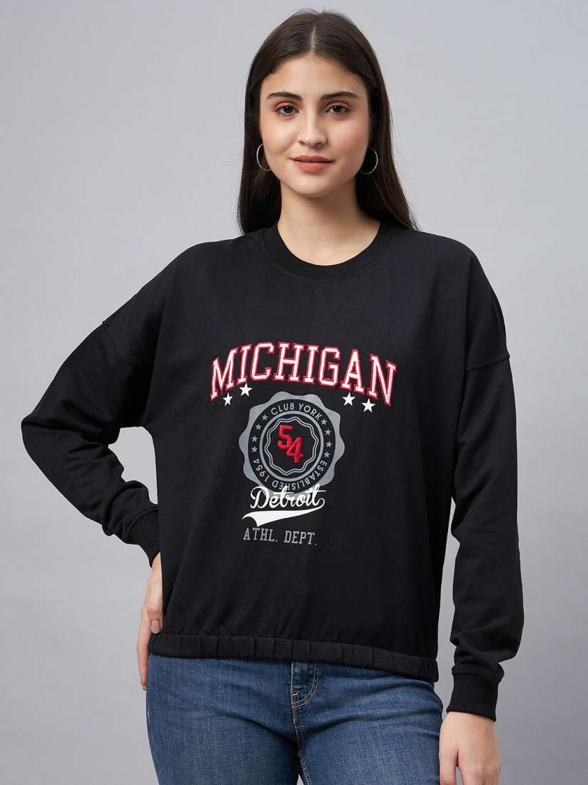 Buy Club York Typography Printed Round Neck Long Sleeves Cotton Terry Pullover Sweatshirt Sweatshirts for Women 25310056 Myntra
