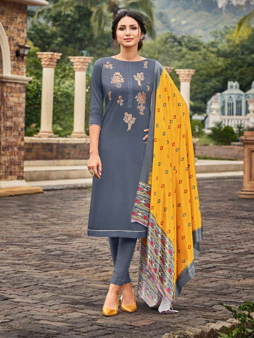 Buy DIVASTRI Floral Embroidered Unstitched Dress Material Dress Material for Women 25315858 Myntra