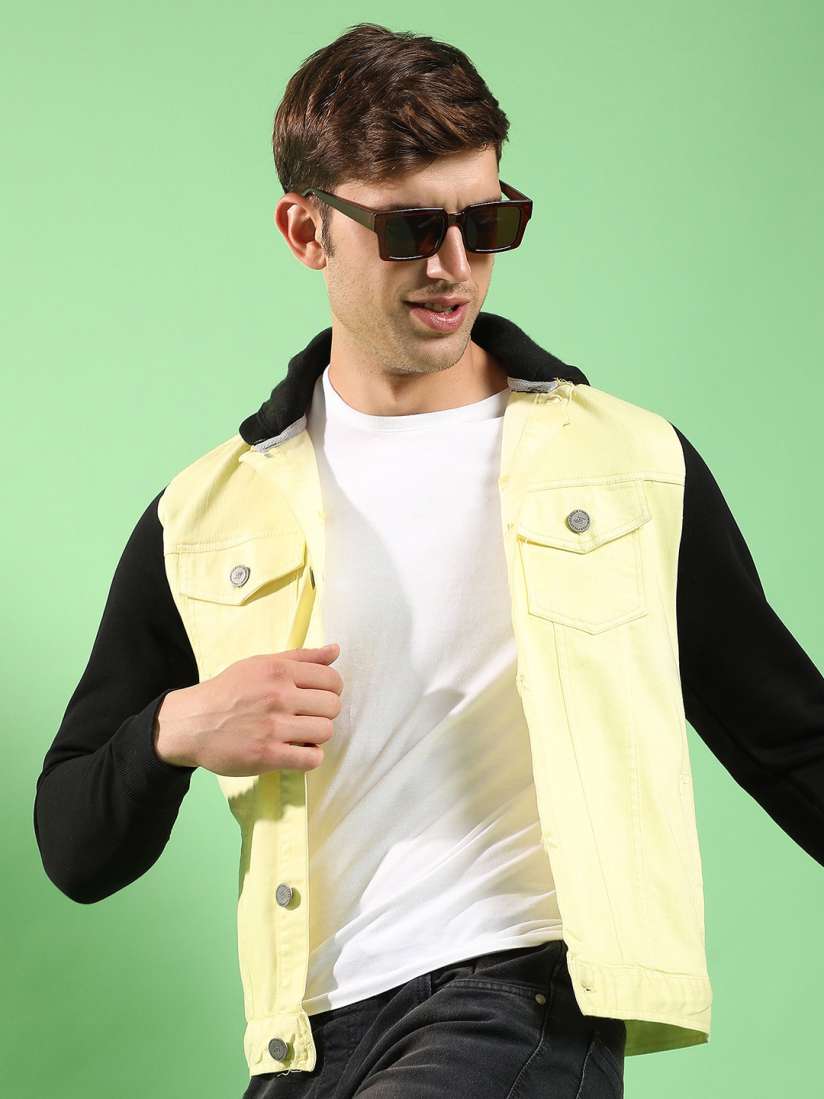 Light yellow denim jacket top