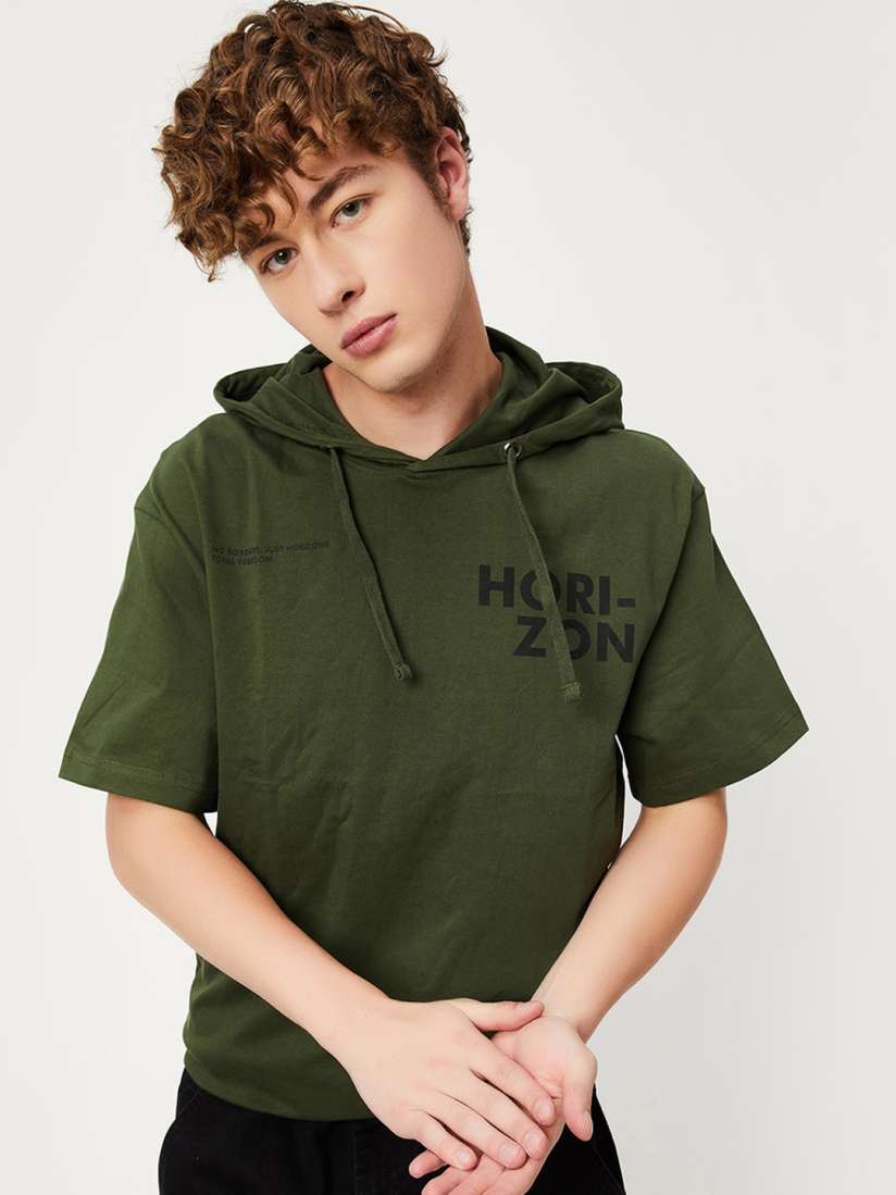 Buy max Typography Printed Hooded Cotton T shirt Tshirts for Men 25319306 Myntra