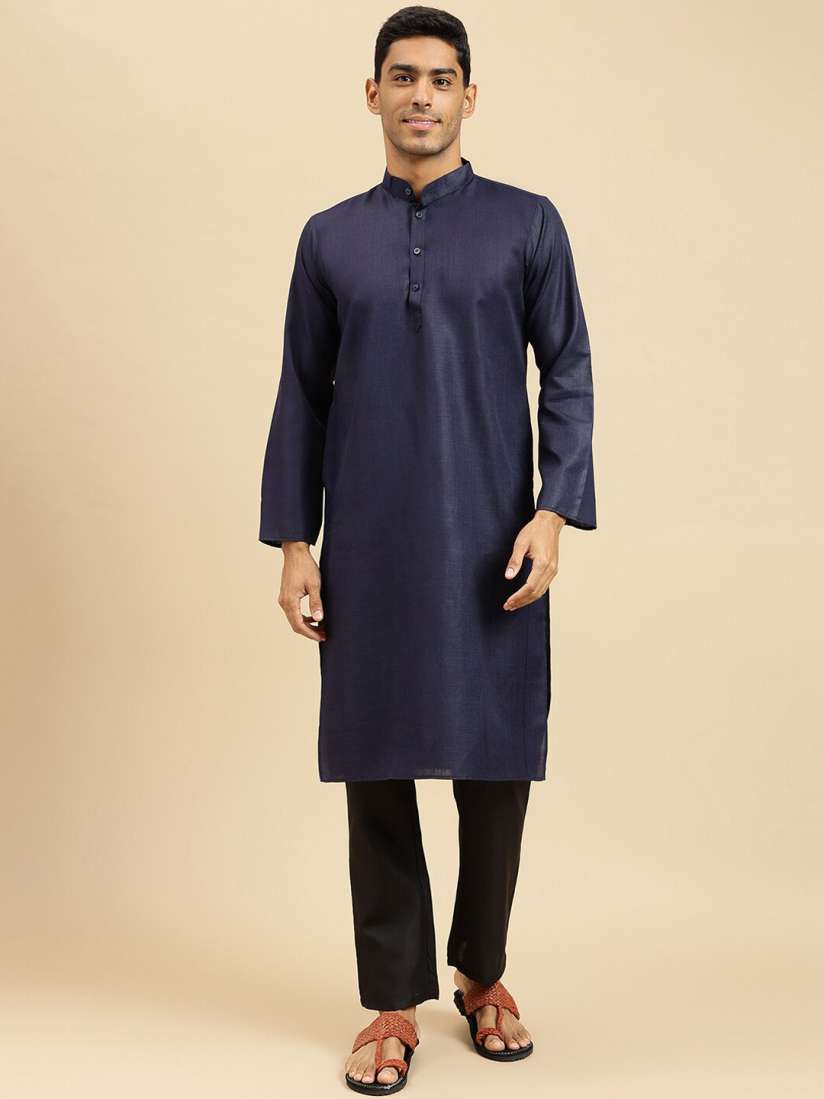 Myntra navy blue kurta deals