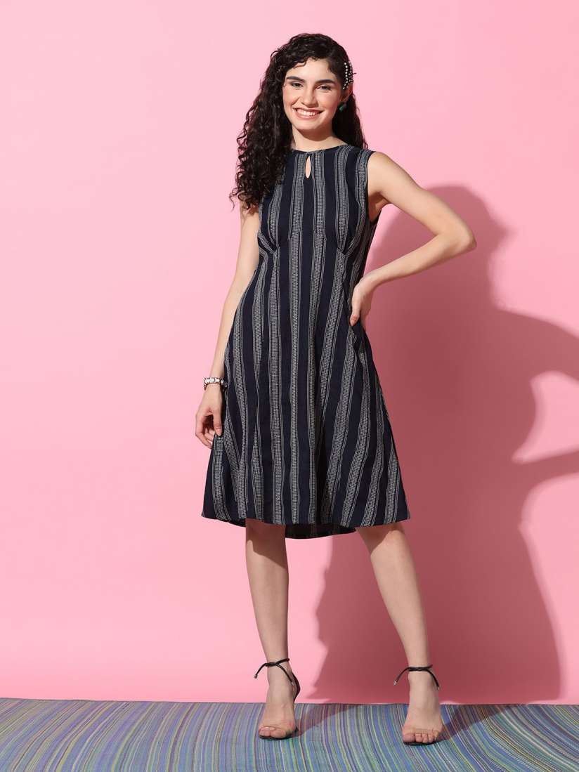 Striped dress myntra shop