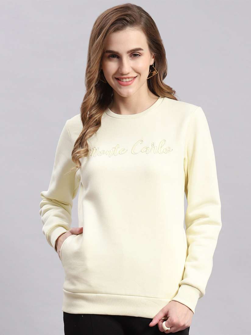 Buy Monte Carlo Typography Embroidered Round Neck Pullover Sweatshirt Sweatshirts for Women 25329478 Myntra