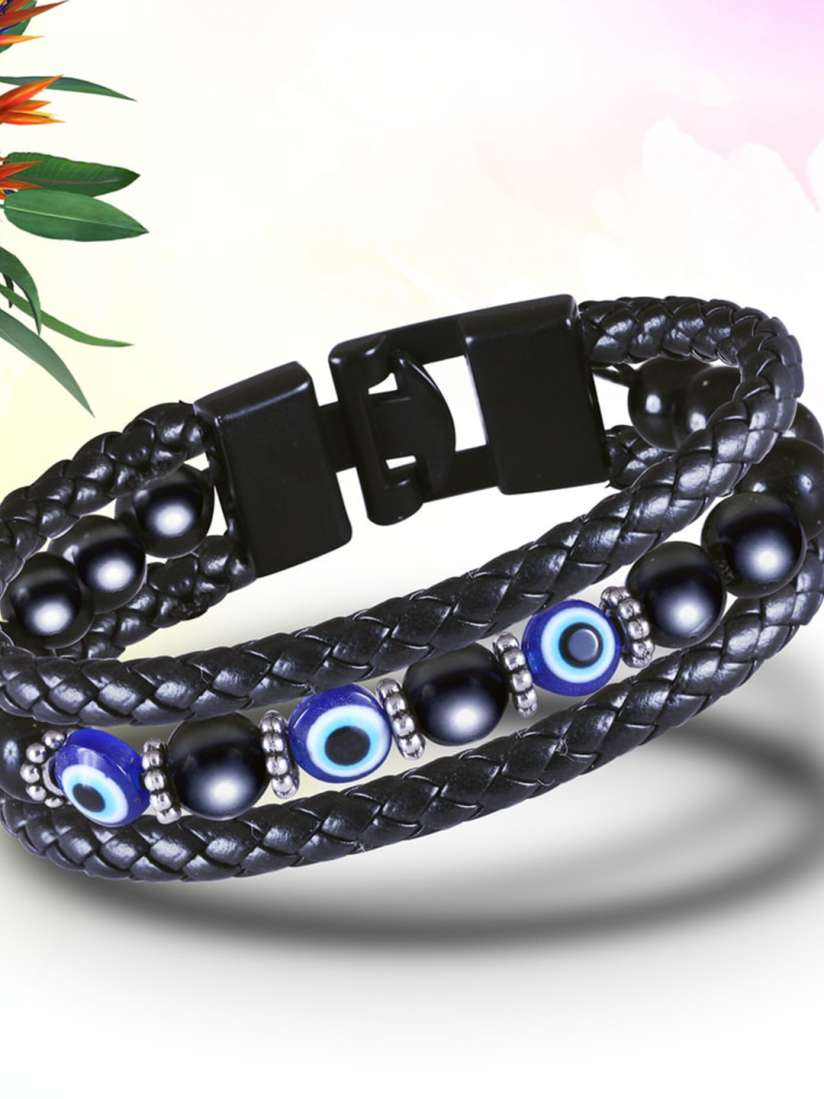 Evil eye leather bracelet online