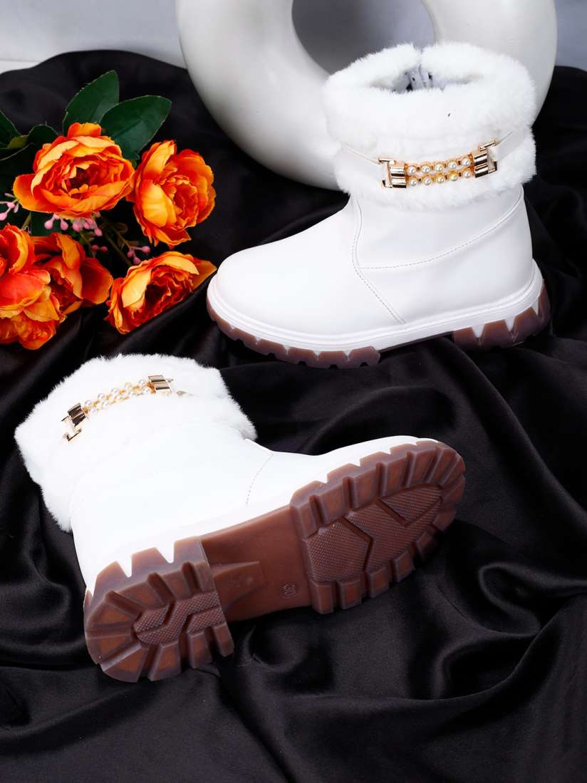 Buy PASSION PETALS Girls Mid Top Embellished Faux Fur Trim Winter Boots Boots for Girls 25342168 Myntra