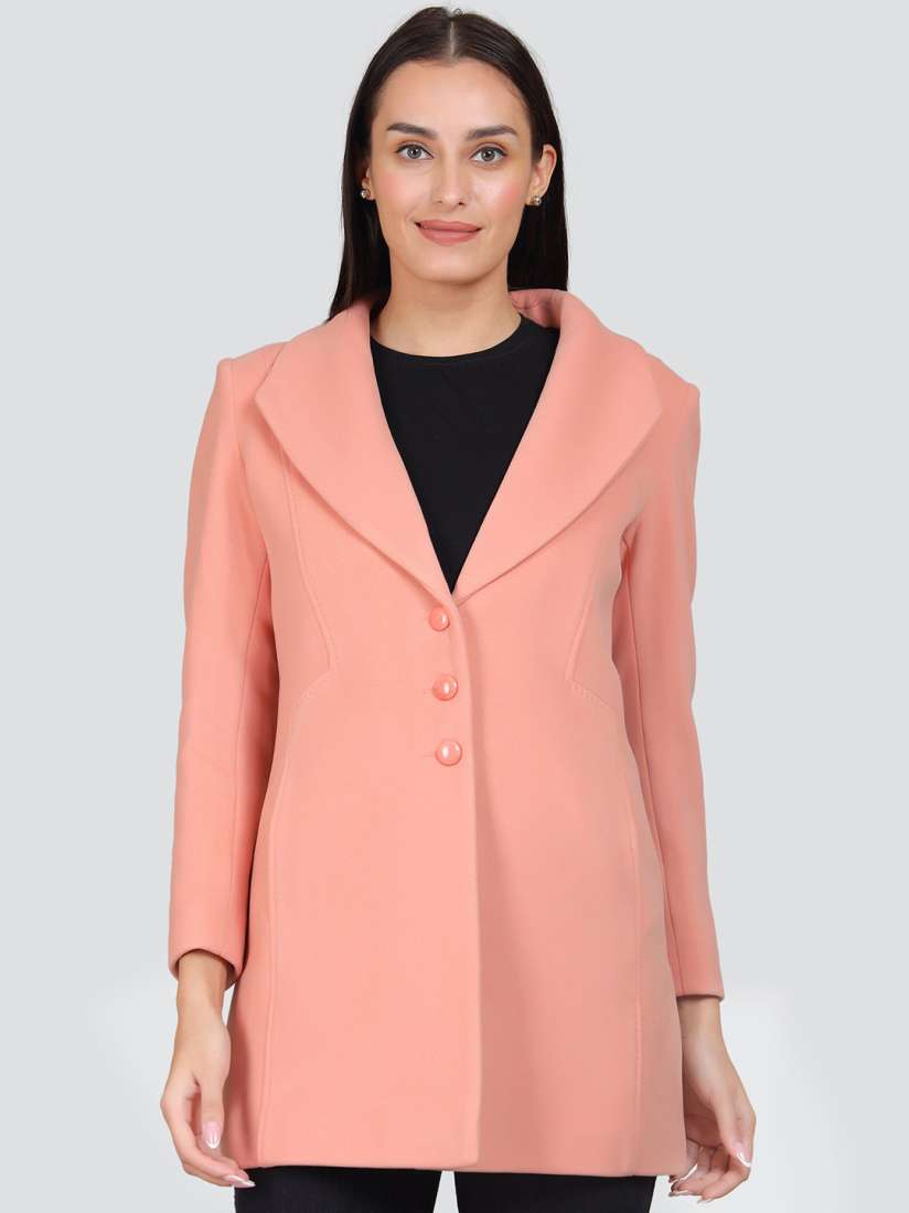 Buy YOUNG CLUB CLASSIC Notched Lapel Long Sleeved Woollen Overcoats Coats for Women 25345052 Myntra