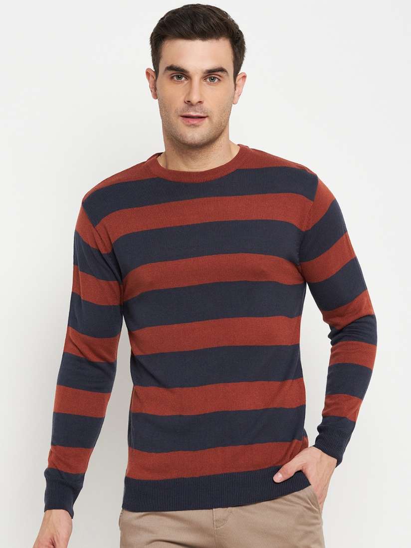 Buy Cantabil Striped Round Neck Acrylic Pullover Sweaters for Men 25347144 Myntra