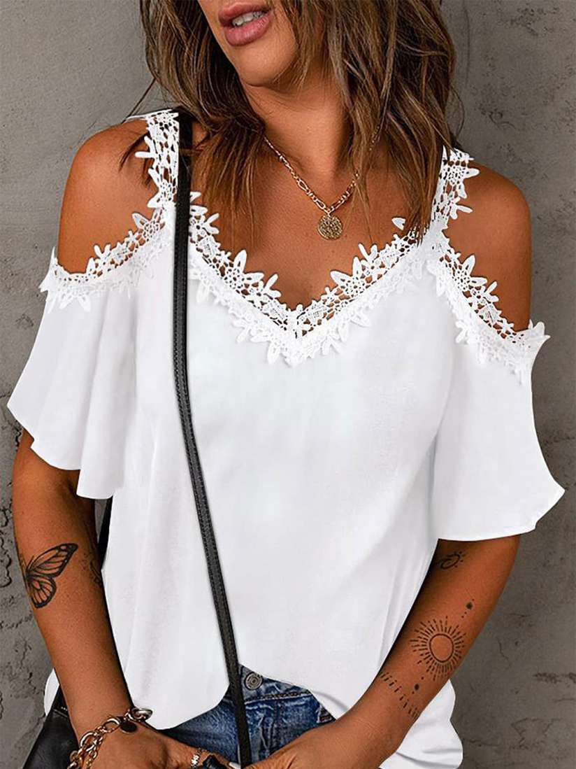 Lulu lace shoulder top hot sale