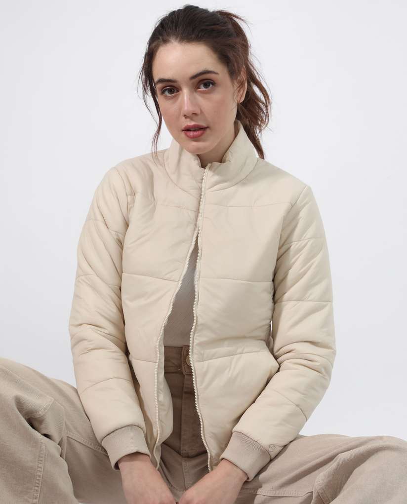 stein padded stand collar coat