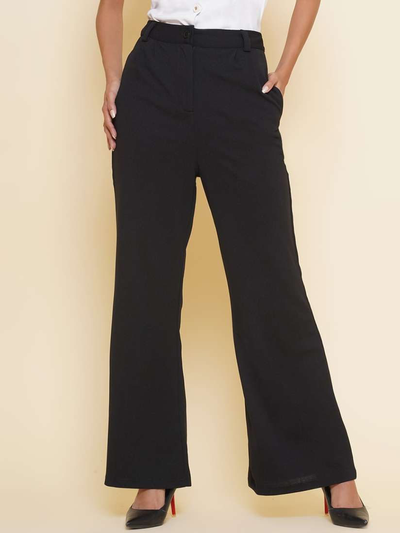 Buy VESTIDO MODAS Women Slim Fit High Rise Easy Wash Formal Parallel Trousers Trousers for Women 25374340 Myntra