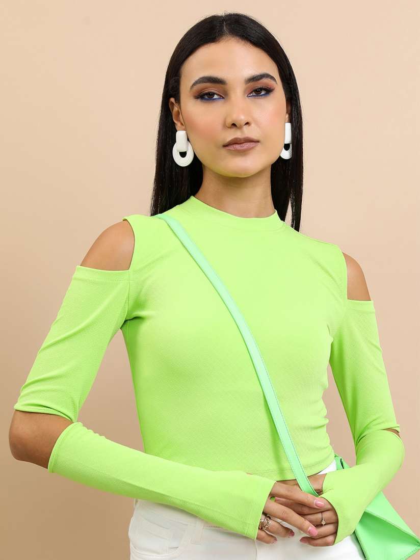 Lime green high neck top outlet