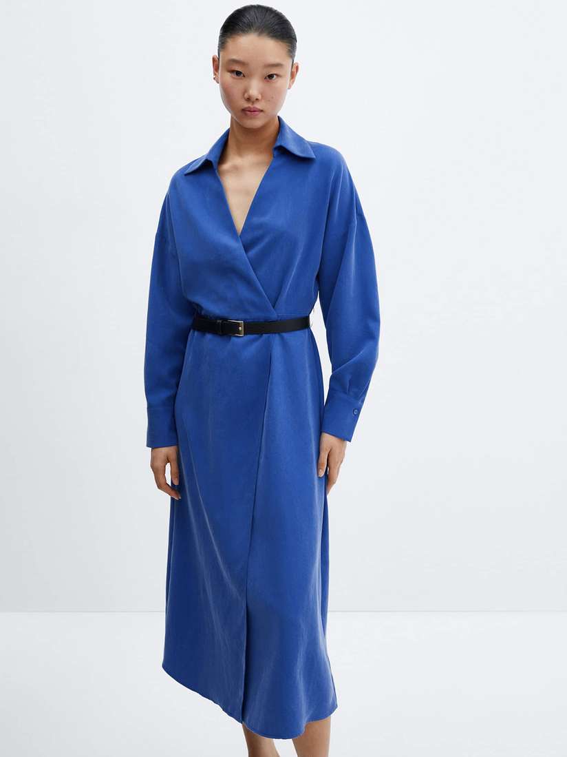 mango silk wrap dress Midi Dresses Mango Blue Wrap Dress MANGO Wrap Midi Dress With Belt
