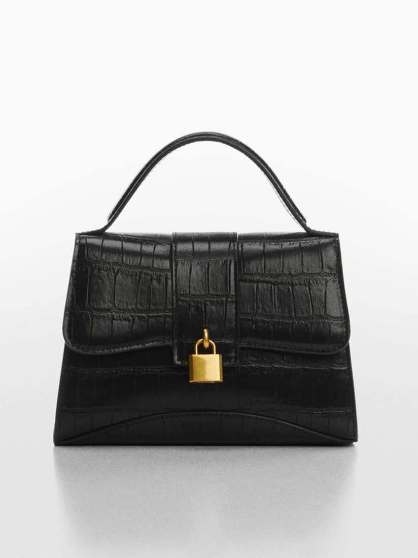 Mango black croc bag shop