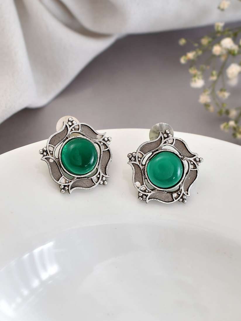 Buy DASTOOR Silver Plated Contemporary Silver Studs Earrings Earrings for Women 25382202 Myntra