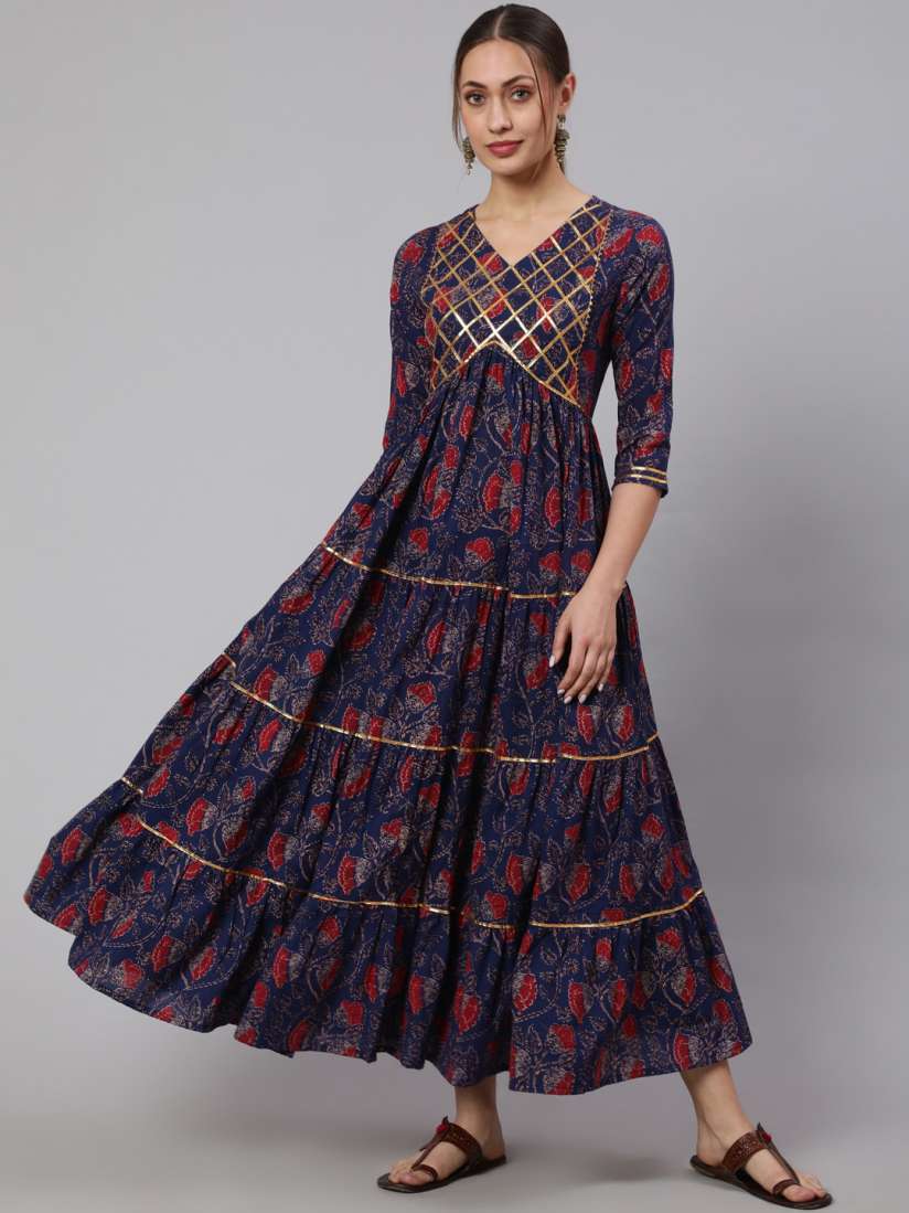Buy GLAM ROOTS Ethnic Motifs Printed Pure Cotton Anarkali Kurta Kurtas for Women 25382500 Myntra
