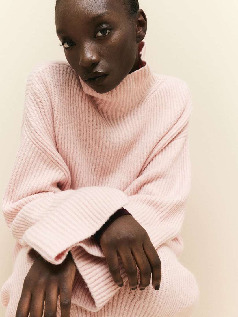 Rib knit turtleneck sweater outlet