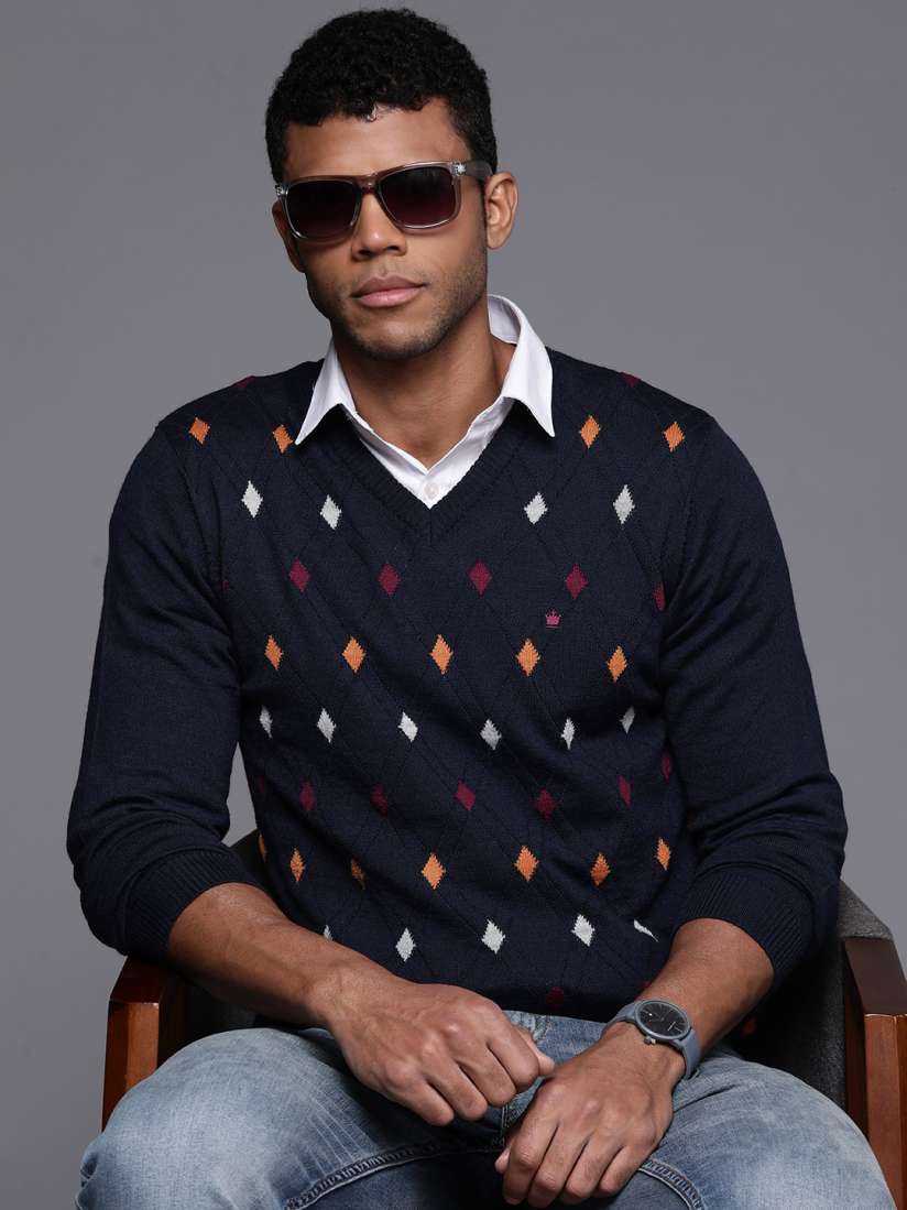 Buy Louis Philippe Self Design Smart Casual Pullover Sweaters for Men 25408120 Myntra