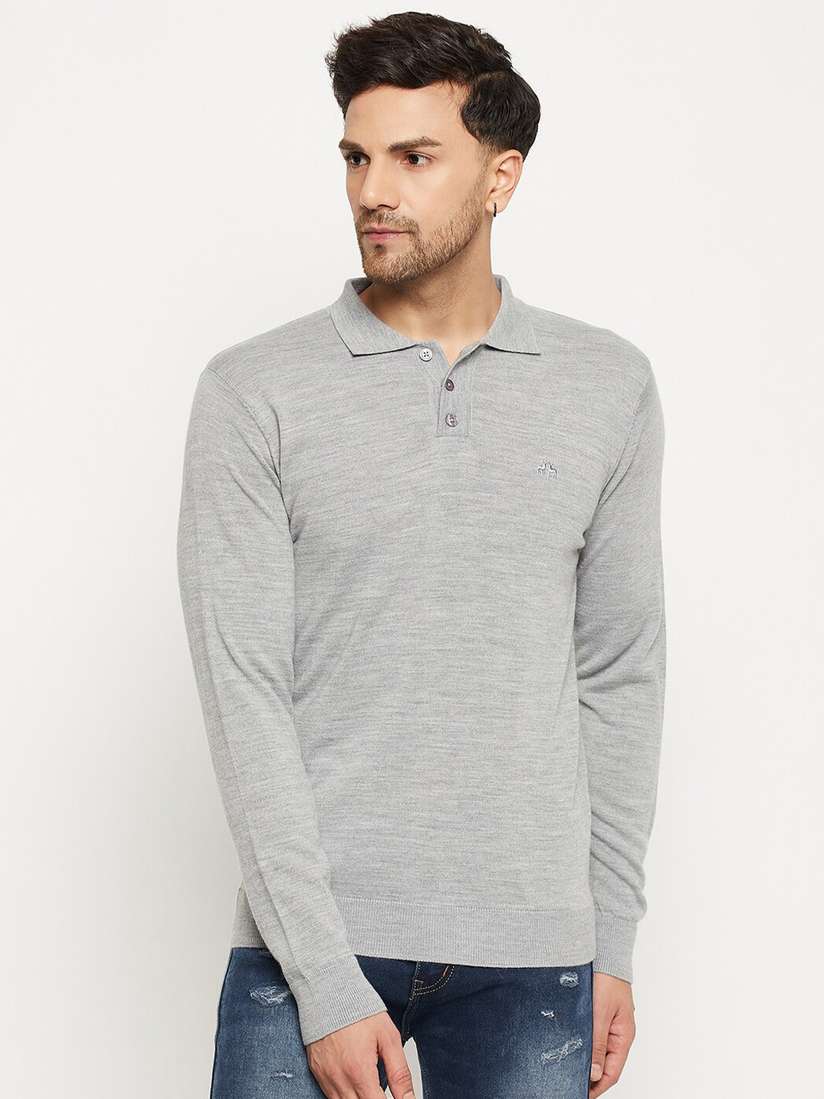 Grey Sweater Sweaters With Shirt Collars Buy 98 Degree North Shirt