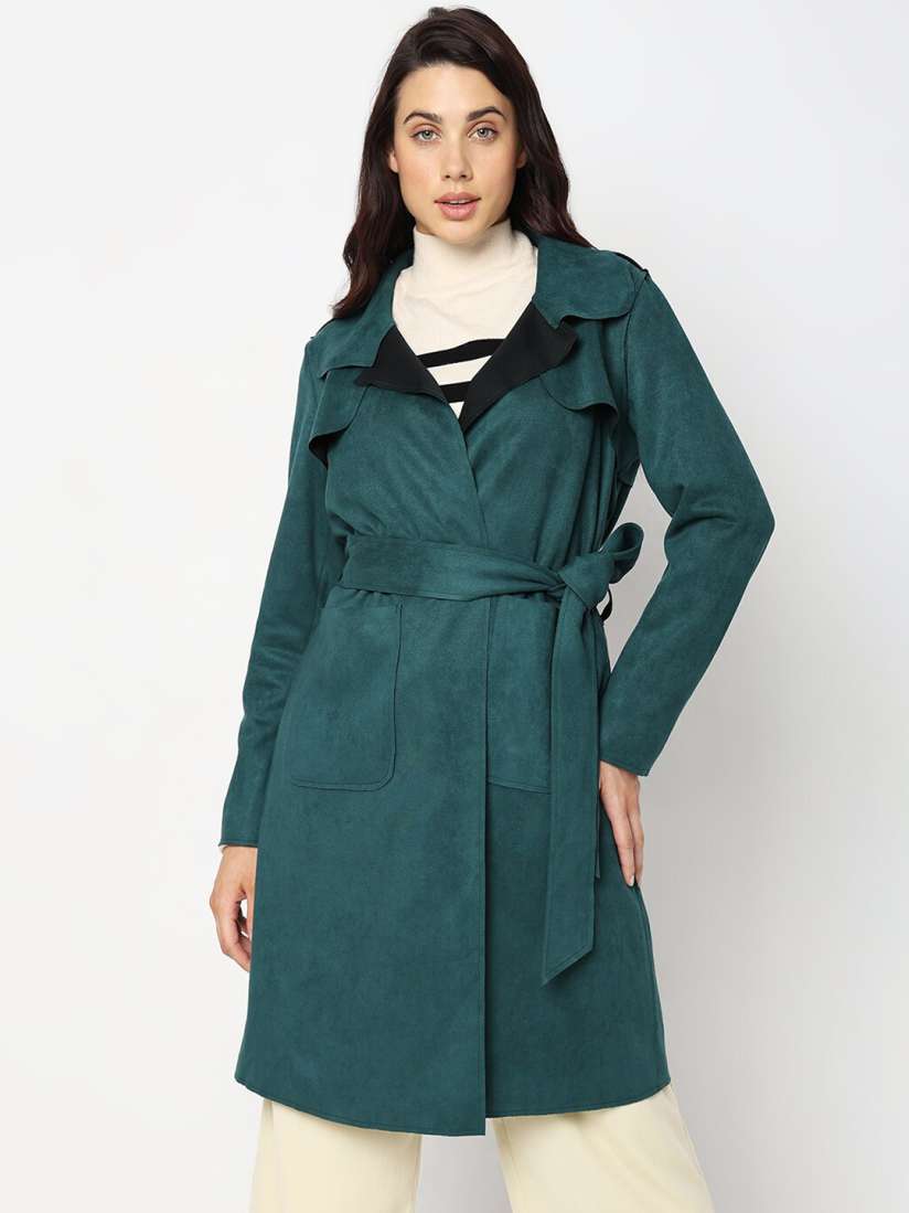 Buy Vero Moda Notched Lapel Collar Wrap Coat Coats for Women 25414774 Myntra