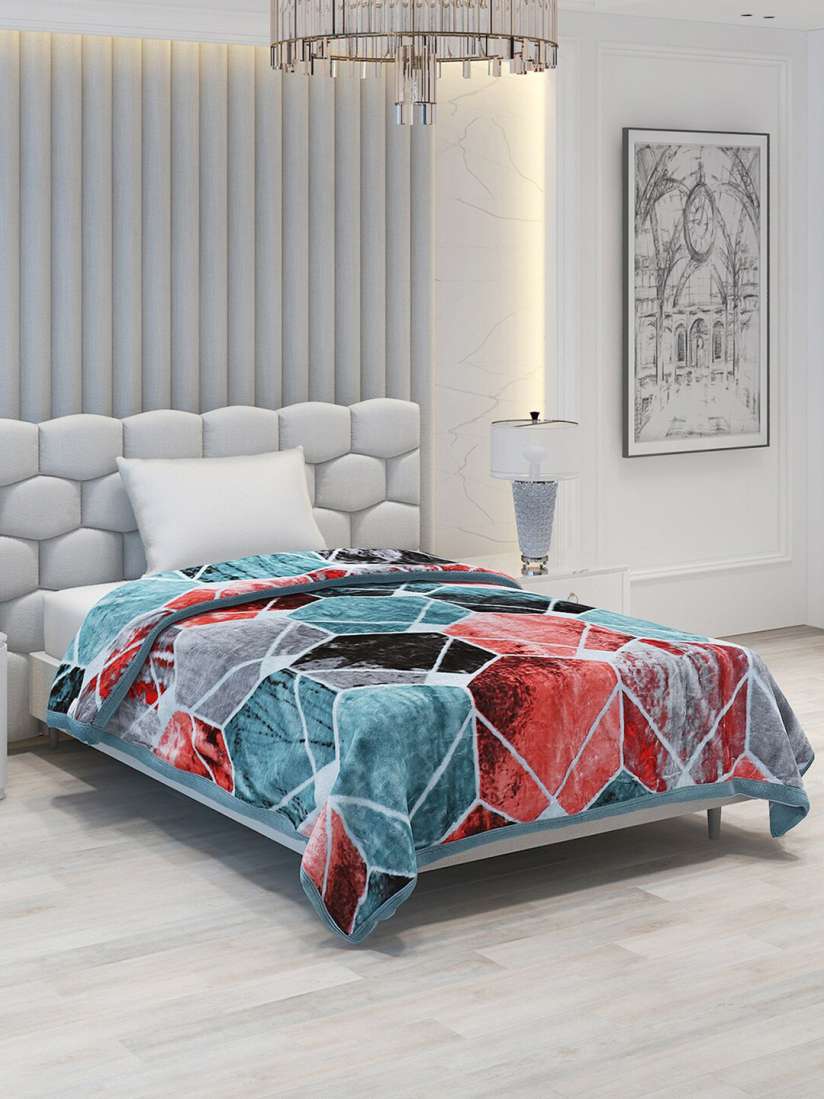 Buy Monte Carlo Blue Red Geometric 1000 GSM Heavy Winter Single Bed Blanket Blankets Quilts and Dohars for Unisex 25416570 Myntra