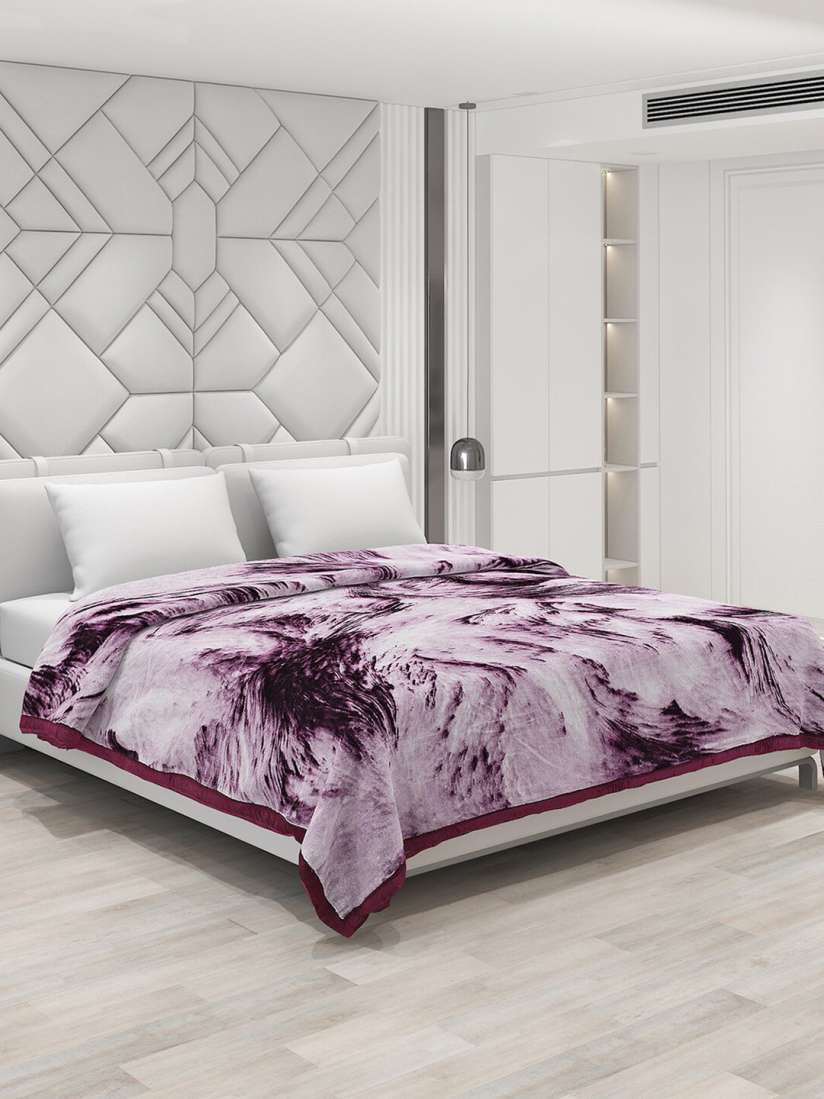 Buy Monte Carlo Apricot Purple White Floral 1000 GSM Heavy Winter Double Bed Blanket Blankets Quilts and Dohars for Unisex 25416842 Myntra