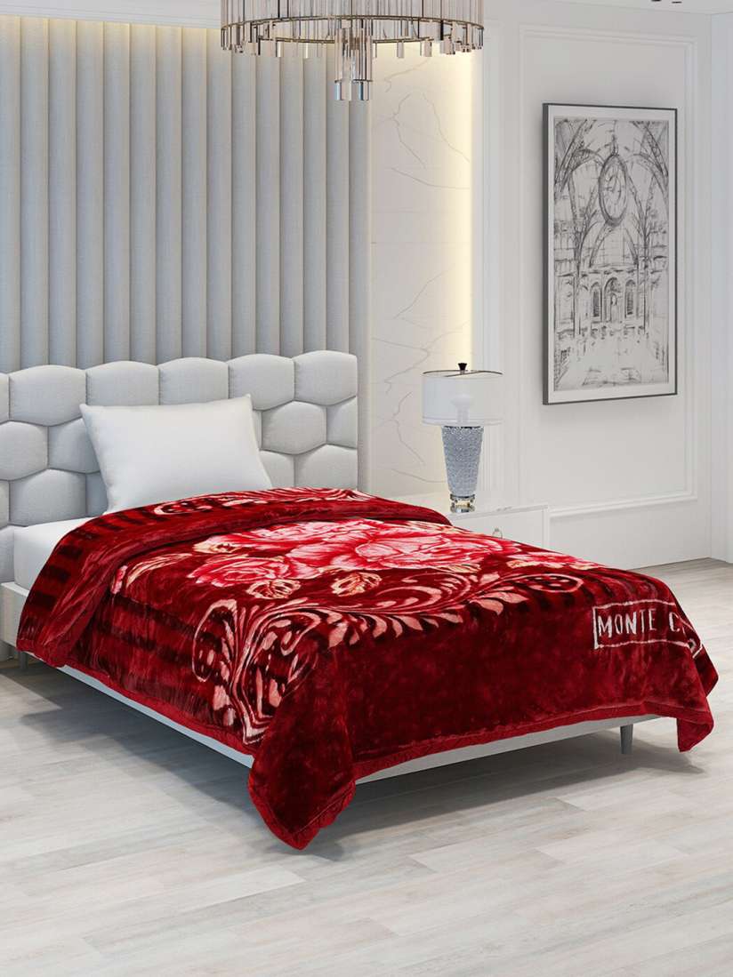 Buy Monte Carlo Umang Maroon Floral 1000 GSM Heavy Winter Single Bed Blanket Blankets Quilts and Dohars for Unisex 25416846 Myntra