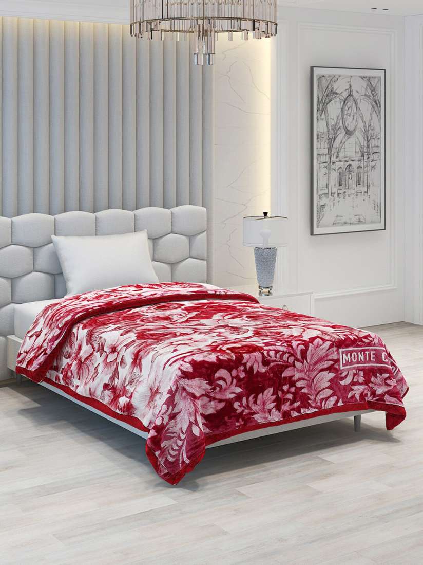 Buy Monte Carlo Red White Floral Heavy Winter Single Bed Blanket Blankets Quilts and Dohars for Unisex 25417046 Myntra