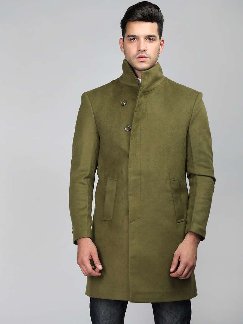 Buy Dlanxa Single-Breasted Mock Collar Tweed Overcoat Coats for