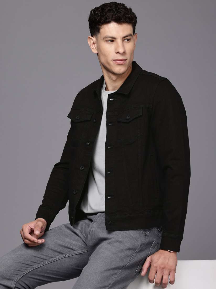 Buy Louis Philippe Jeans Spread Collar Casual Denim Jacket Jackets for Men 25422554 Myntra