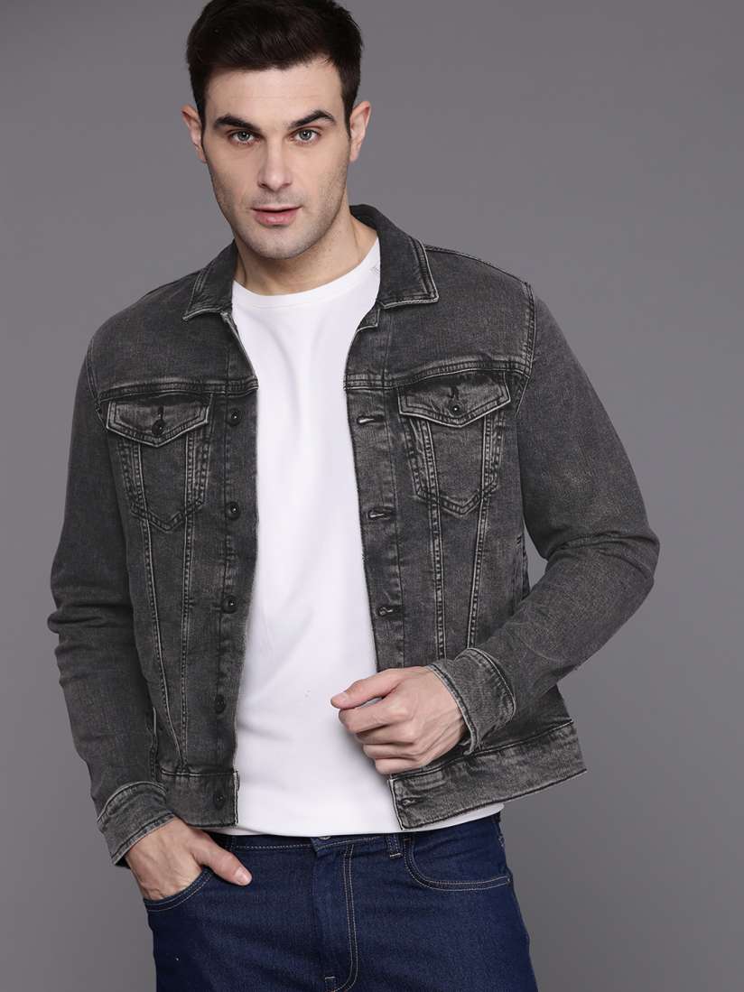 Buy Louis Philippe Jeans Men Solid Denim Jacket Jackets for Men 25422592 Myntra