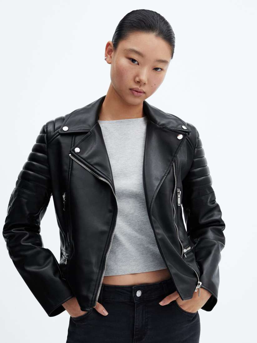 Buy MANGO Women Faux Leather Biker Jacket Jackets for Women 25426630 Myntra