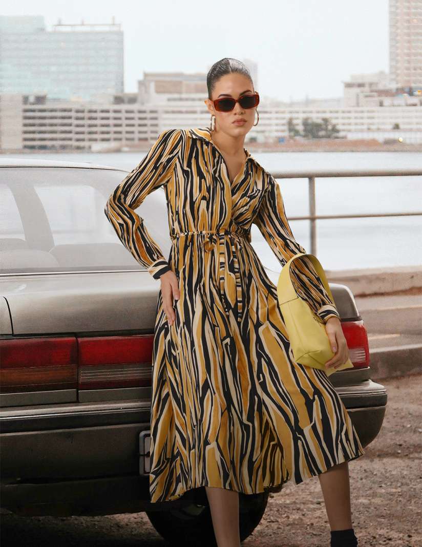 Mango animal print shirt dress online