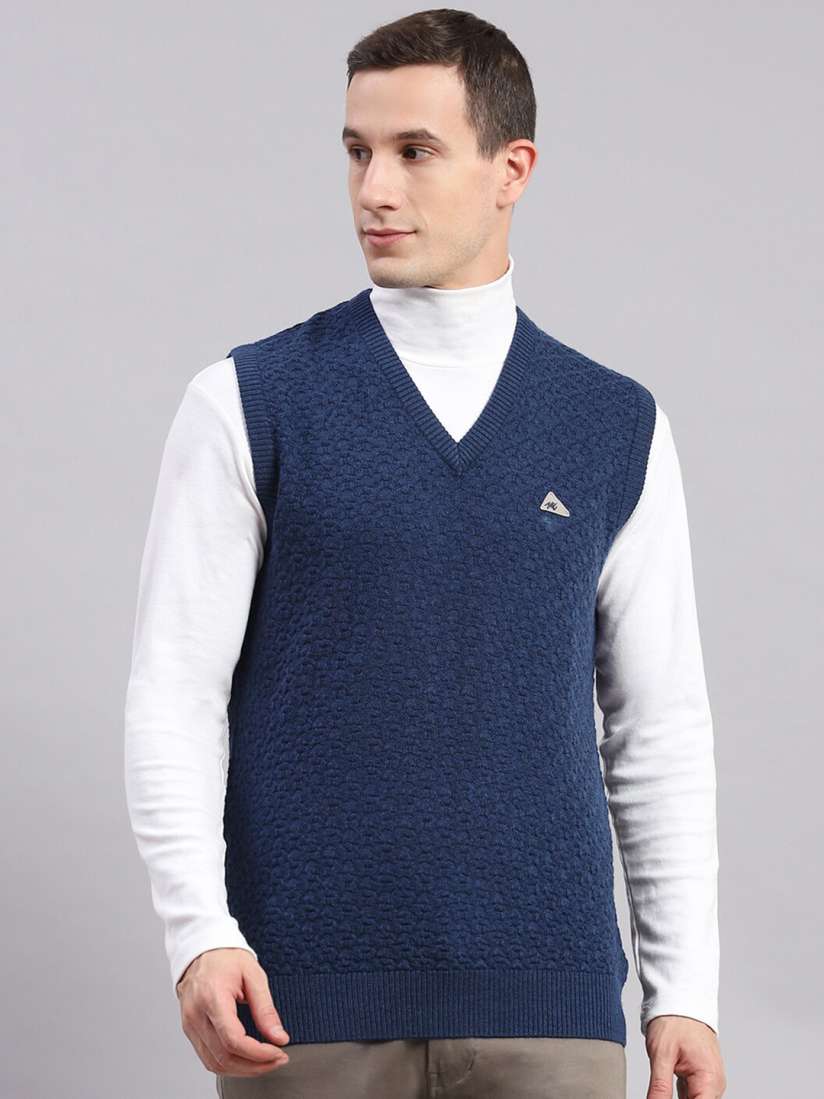 Buy Monte Carlo Cable Knit Self Design V Neck Woollen Sweater Vest Sweaters for Men 25432798 Myntra
