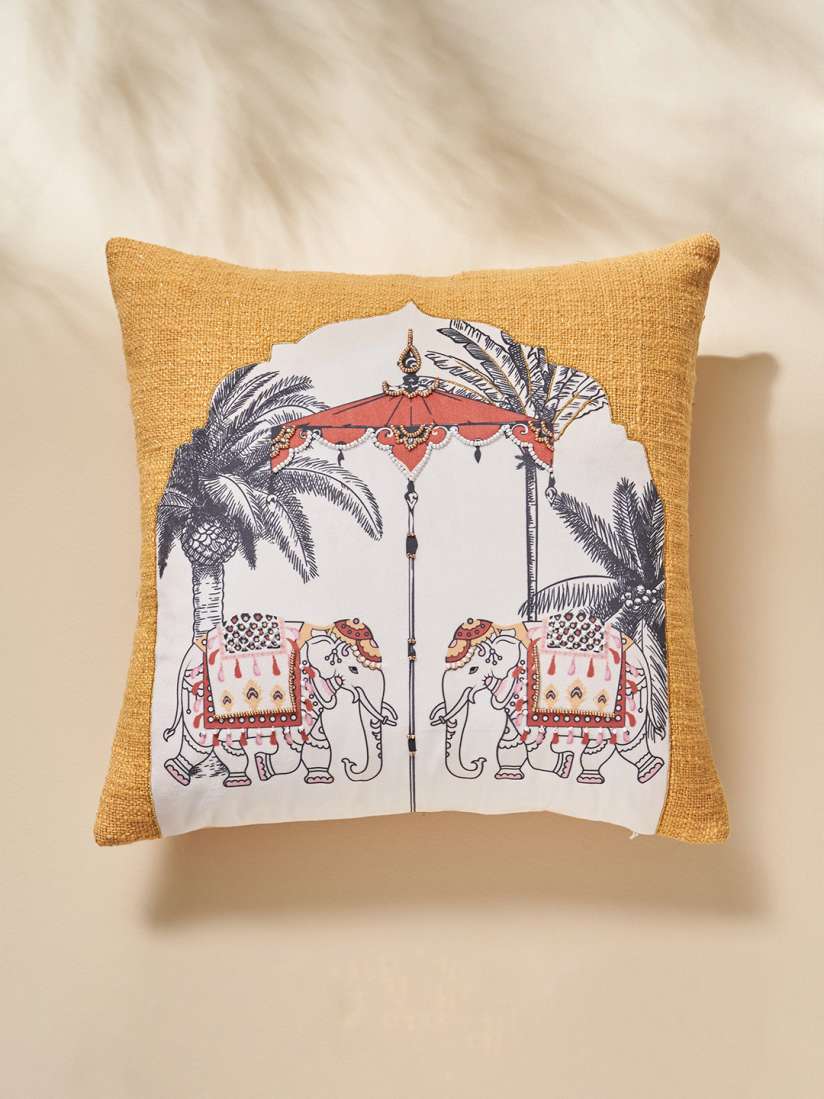 Buy Home Centre Lucent Wilko Yellow White Ethnic Motifs Square Cushion Cover Cushion Covers for Unisex 25435632 Myntra