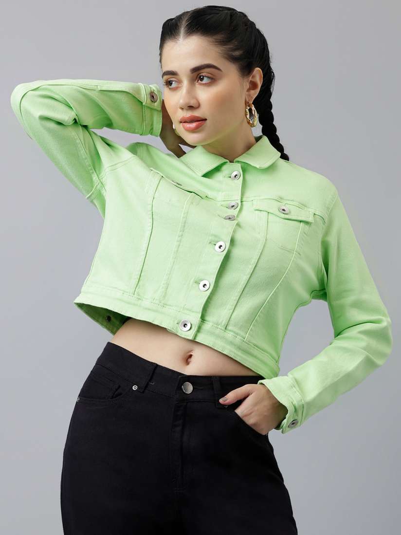 Lightweight cropped denim jacket best sale