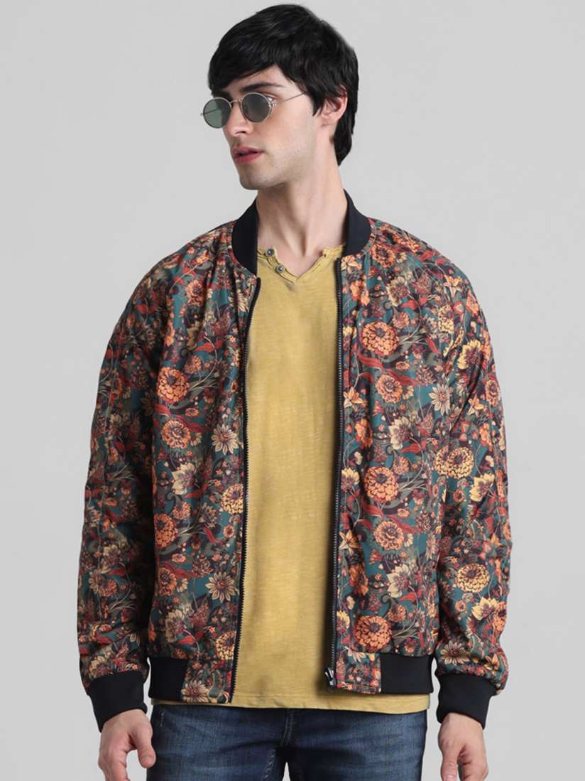 Floral print bomber jacket sales