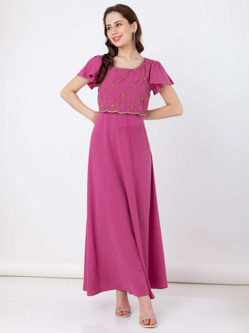 Buy Zink London Embellished Flared Sleeves Maxi Dress Dresses for Women 25452500 Myntra