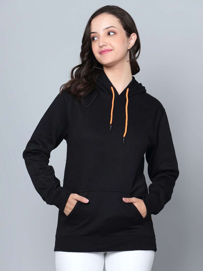 Buy Fashion And Youth Hooded Long Sleeves Fleece Pullover Sweatshirt Sweatshirts for Women 25463530 Myntra