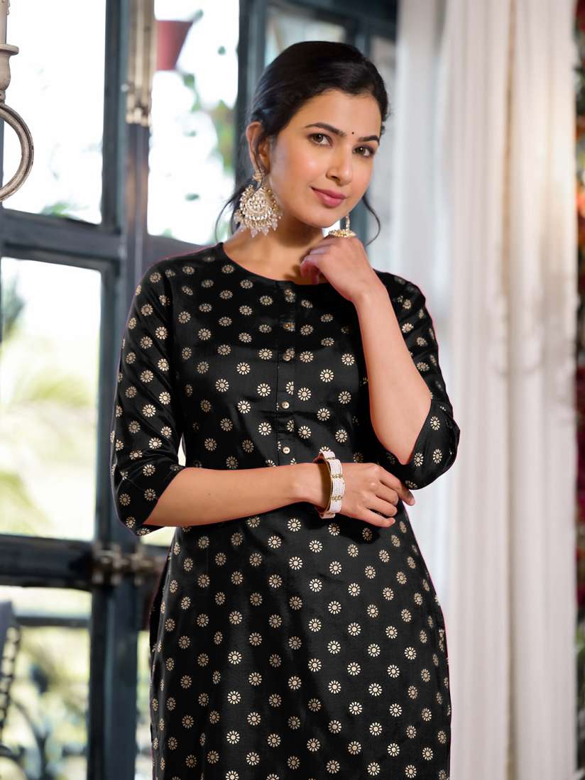 Buy KALINI Black Ethnic Motifs Printed Regular Kurta with Dhoti Pants Kurta Sets for Women 25467998 Myntra