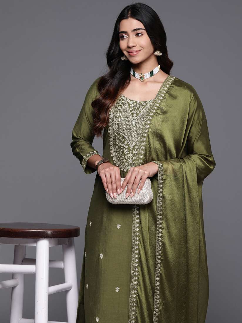 Libas olive green kurta discount