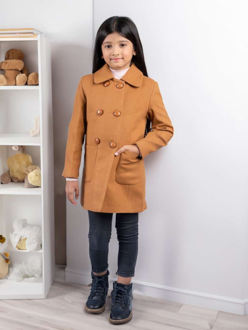 Buy CHIMPRALA Girls Solid Spread Collar Wollen Overcoat Coats for Girls 25471950 Myntra