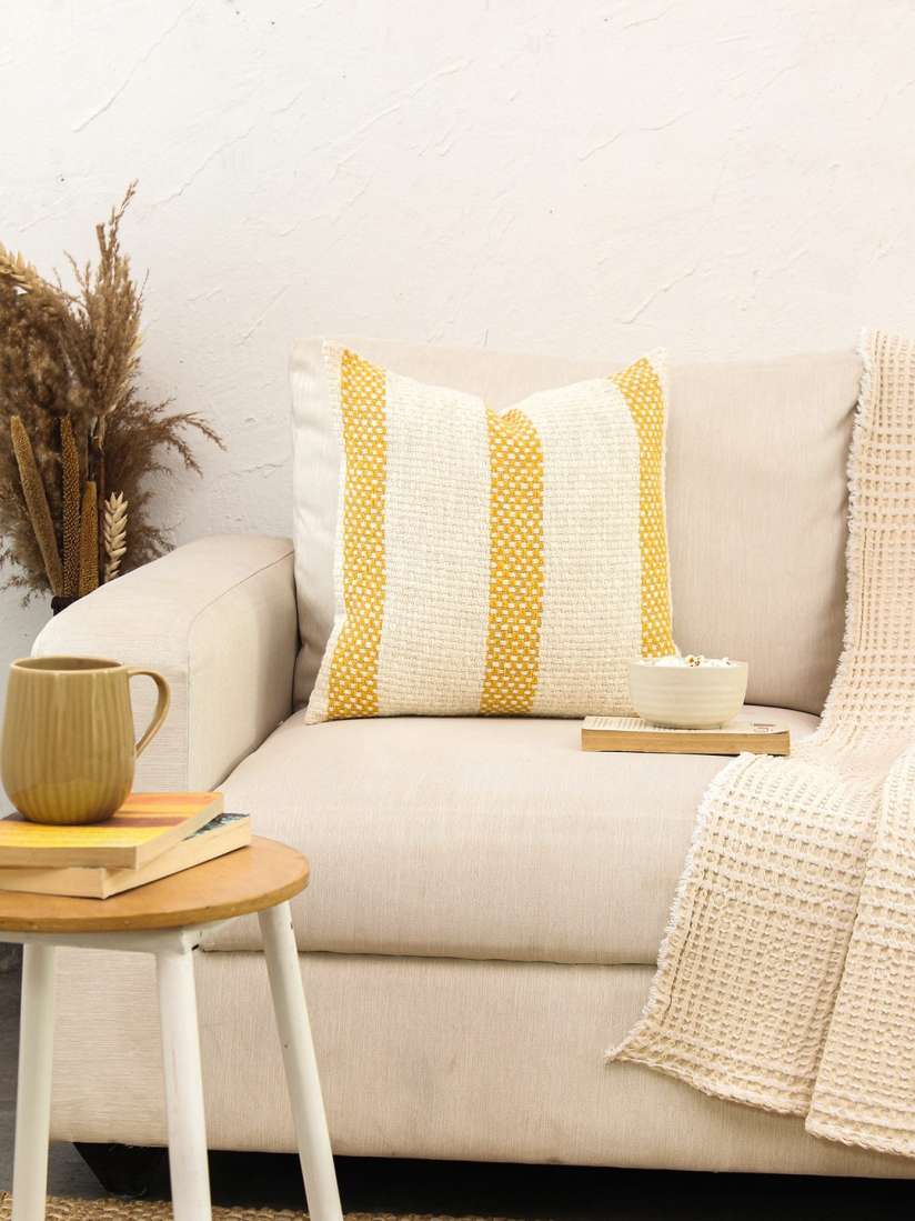 Buy House This Yellow Cream Coloured Cotton Square Cushion Cover Cushion Covers for Unisex 25475028 Myntra