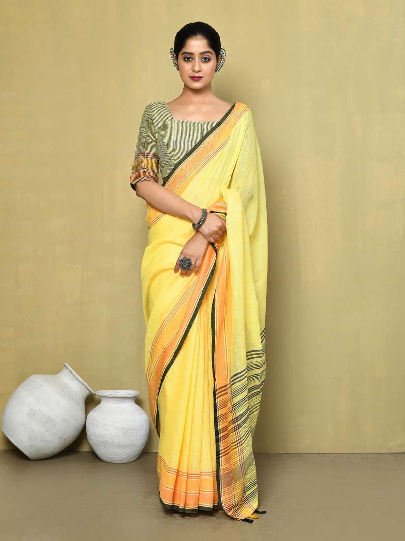 Linen sarees in myntra hotsell