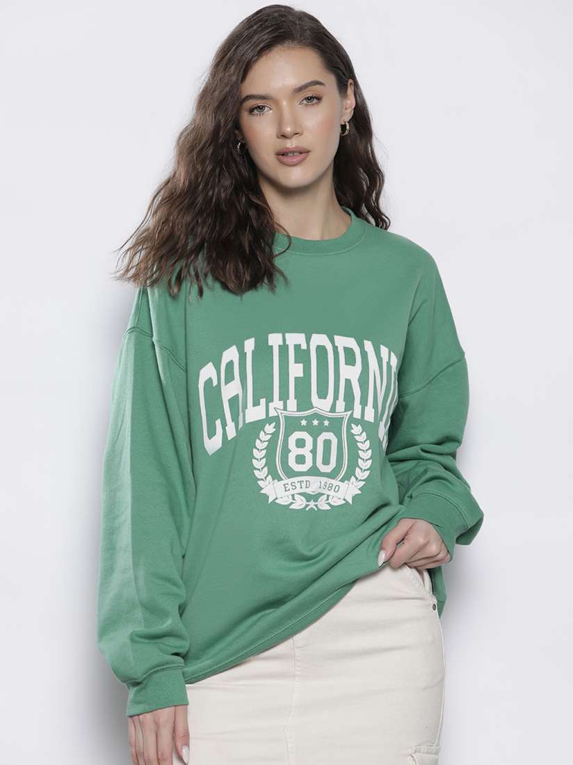 Buy Boohoo California Printed Super Oversized Sweatshirt Sweatshirts for Women 25479062 Myntra